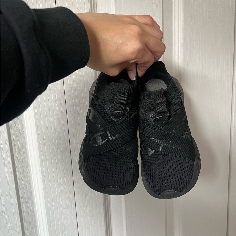 Champion sneakers - slip on boys shoes - black runners size 12 - Picture 1 of 4